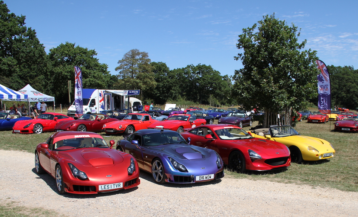 Image of TVR Car Club area fronted by 2 Sagaris & 2 Griffith