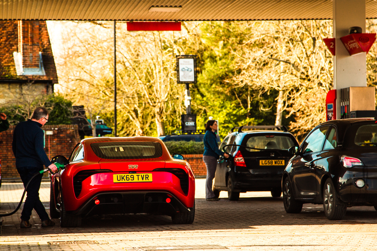 Griffith at garage being fuelled